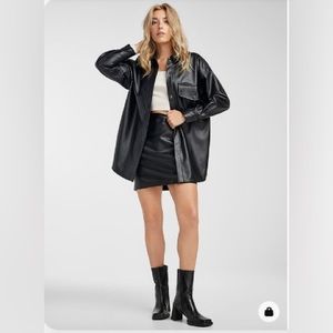 Simons Faux Leather Oversized Overshirt/shacket Sz. M